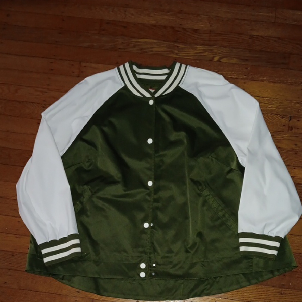 Hunter Olive and White Varsity Jacket